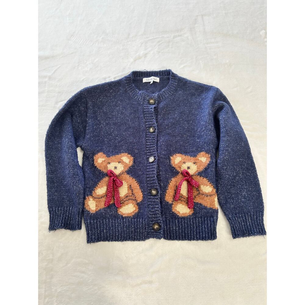 Sofie the Label Women's Teddy Bear Navy Cardigan Sweater (Small) Teddy Coquette